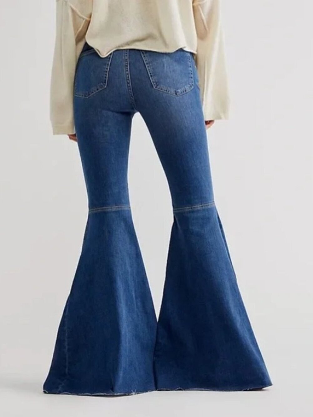 We The Free Retro Flare Leg Jeans Just Float On High Rise Stretch Raw Hems 30